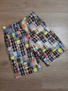 Vintage Y2K DTEK Patchwork Madras Plaid Shorts Men’s 36 Korea